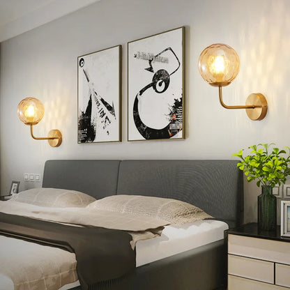 DecorBites™ Glass Ball LED Wall Lamp: Gold Nordic Minimalist Sconces Lighting Bedroom Decor Fixtures