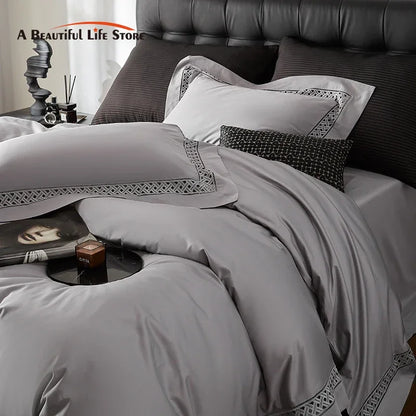 DecorBites™ Egyptian Cotton Luxury Hotel Bedding Set: Duvet, Sheet, Pillowcases