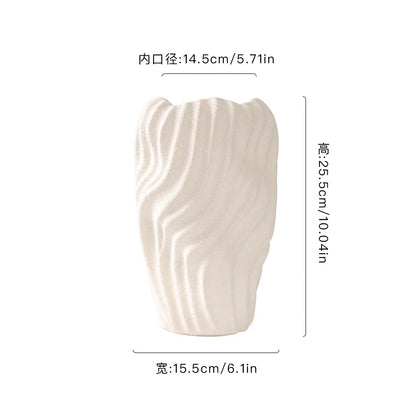 DecorBites™ Irregular Wavy Patterns Ceramic Vase White Pot Home Decoration