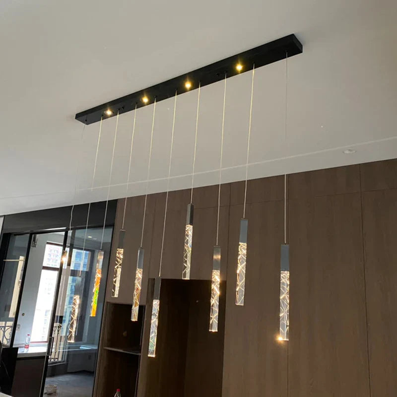 DecorBites™ Crystal LED Chandelier: Modern Luxury Staircase & Living Room Hanging Lamp