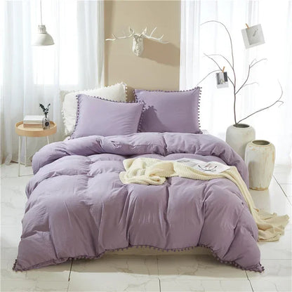 DecorBites™ Furball Tassel Duvet Cover Set - Luxury Bedding - King Queen Twin Full Sizes