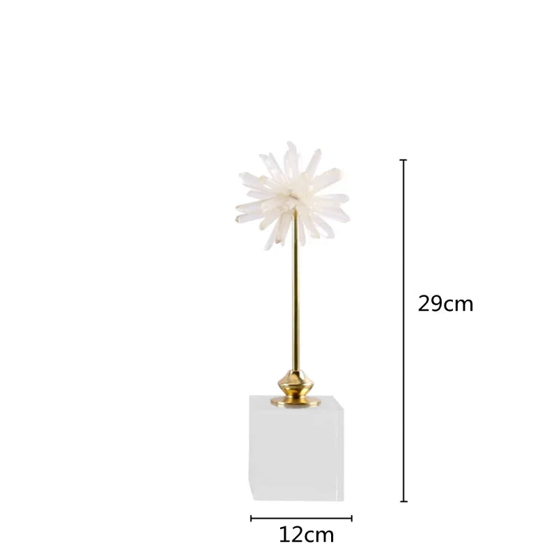 DecorBites™ Crystal Agate Handmade White Flower Home Decor Figurine