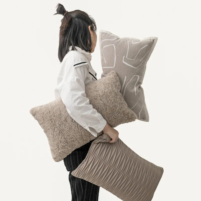 DecorBites™ Light Grey Coffee Texture Pillow Covers - Modern Simplicity Cushion Cover for Home