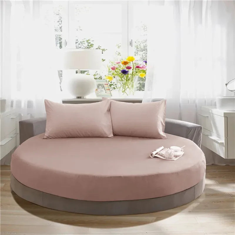 DecorBites™ Cotton Round Bed Sheet Set with Elastic Band, Soft & Skin-Friendly Fitted Sheets