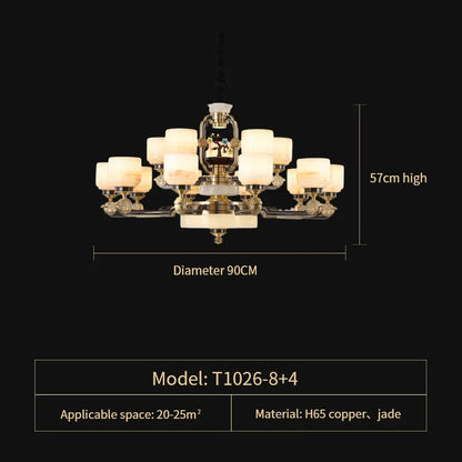 DecorBites™ Copper Jade Duplex Chandelier: Chinese Villa Hall Lighting for Hotel Lobby & Living Room