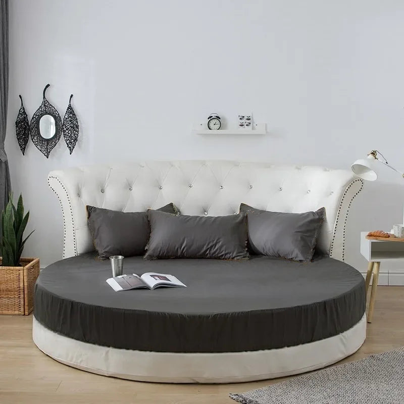 DecorBites™ Cotton Round Bed Sheet Set with Elastic Band, Soft & Skin-Friendly Fitted Sheets