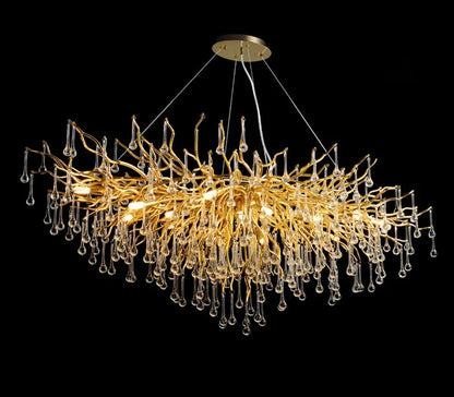 DecorBites™ Golden Branch Crystal Chandelier – Luxe Living Room & Hotel Lobby Decor