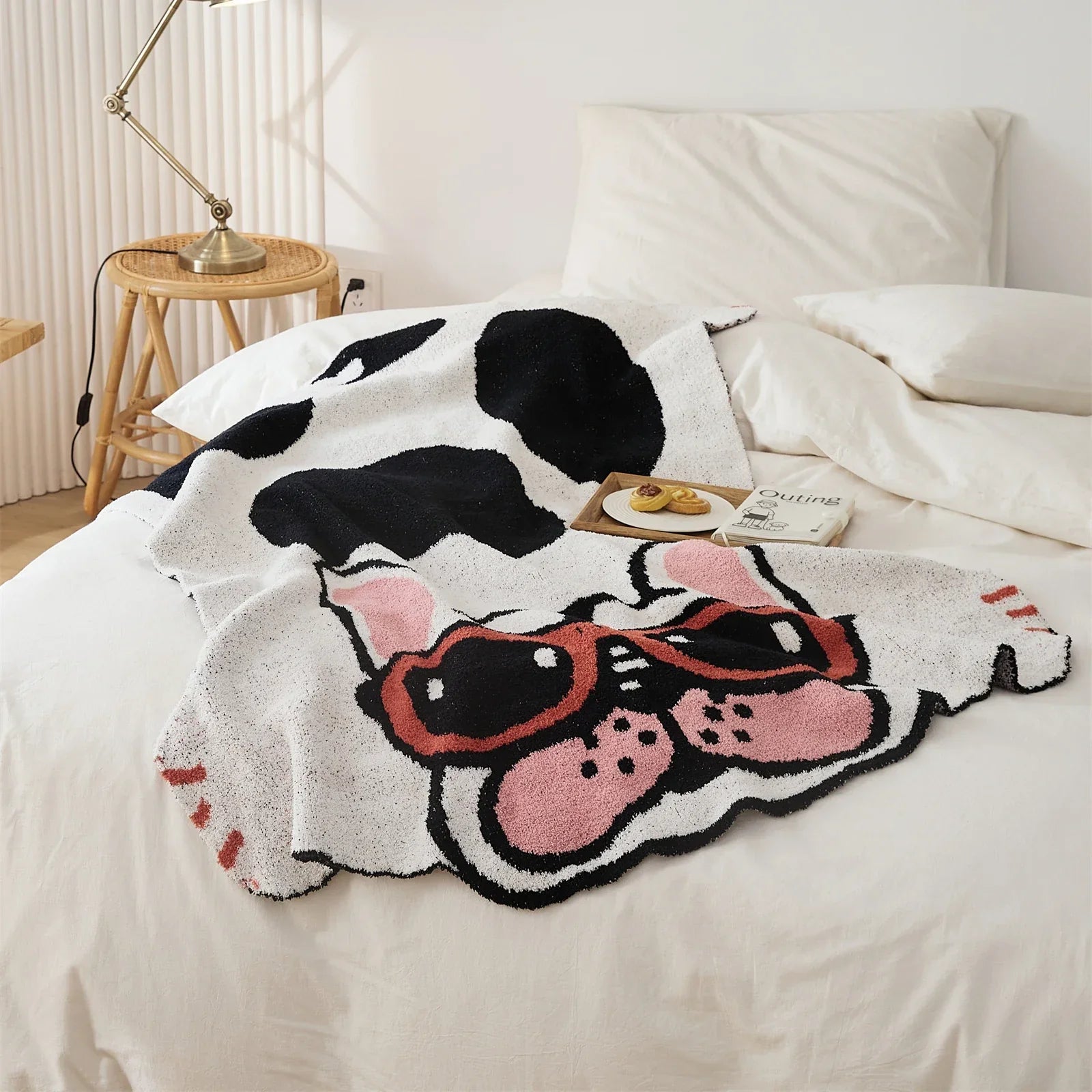 Microfiber Bulldog Knitted Throw