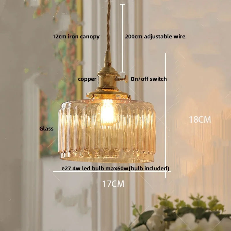 Brass Glass Pendant Light With Clear Shade Dining