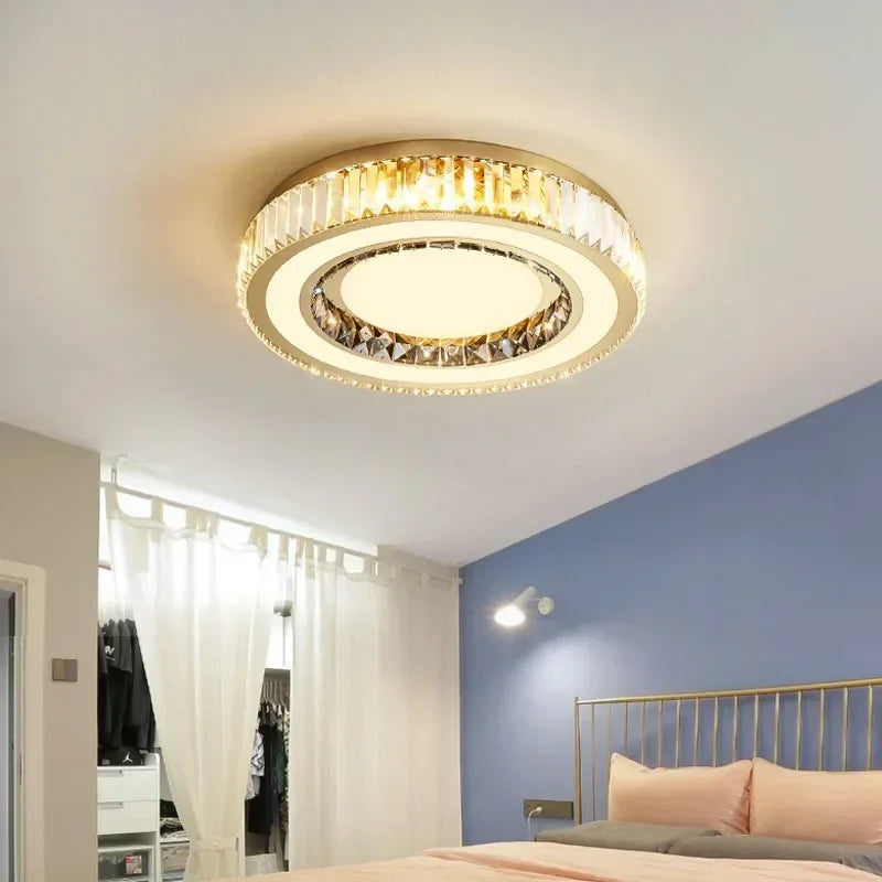 Gold Crystal LED Ceiling Chandelier 100cm Bright