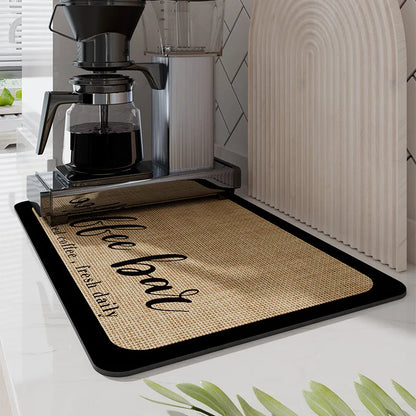 DecorBites™ Espresso Machine Mat Absorbent Kitchen Coffeware for Countertops