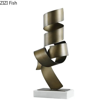 DecorBites™ Irregular Crimp Metal Ornaments: Creative Twist Sculpture Artwork for Aesthetic Room Decor