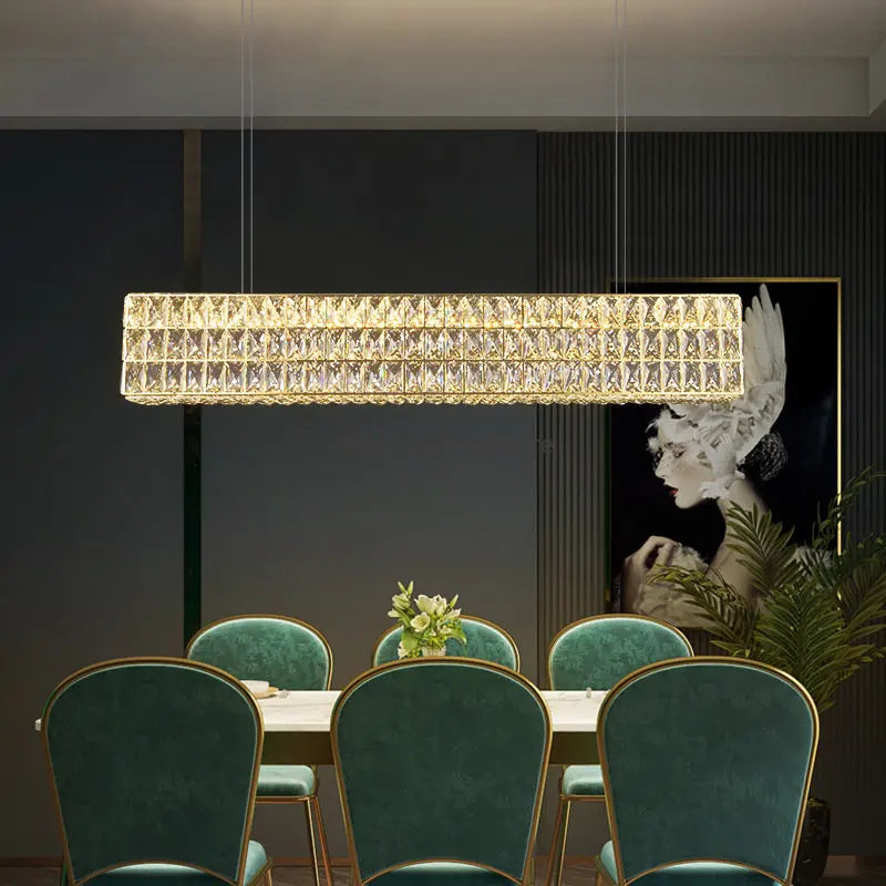 Crystal Ring Pendant Light Gold 2-Ring D100cm