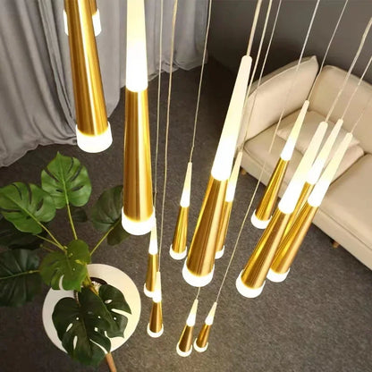 DecorBites™ Black Acrylic LED Chandelier Staircase Pendant Light - Creative Meteor Shower Design