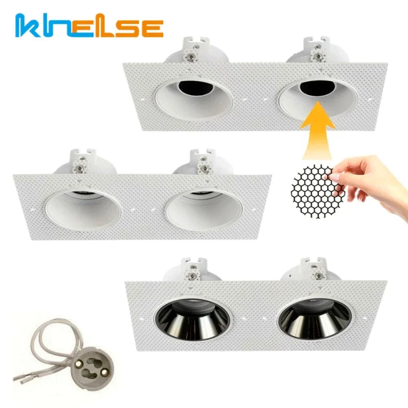 DecorBites™ Double Head Square LED Downlight Mounting Frame for GU10/MR16 Spotlights