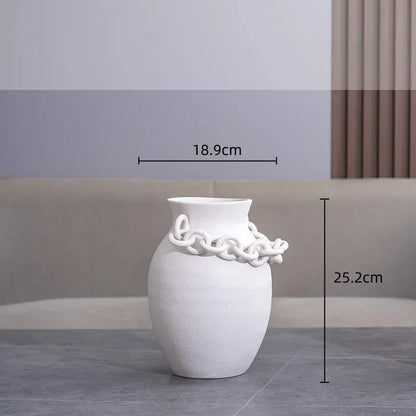 DecorBites™ Geometric Chain Porcelain Vase - Stylish Room Decor & Flower Vase