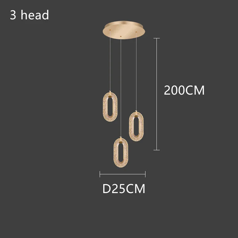 DecorBites™ Gold Acrylic Chandelier LED Pendant Light Modern Staircase Bedroom Living Room Decor