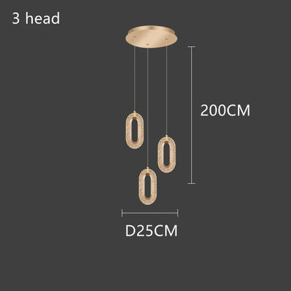 DecorBites™ Gold Acrylic Chandelier LED Pendant Light Modern Staircase Bedroom Living Room Decor
