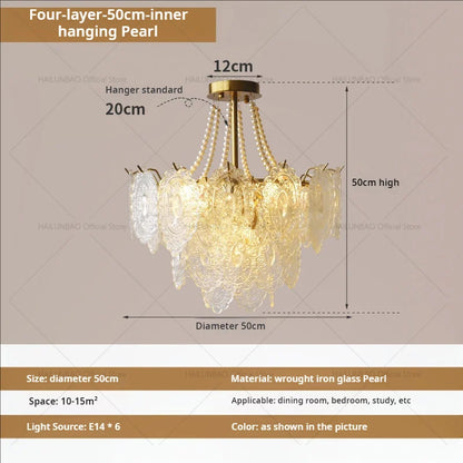 DecorBites™ Cream Crystal Chandelier: French Light Luxury for Living Room, Bedroom, Dining Room