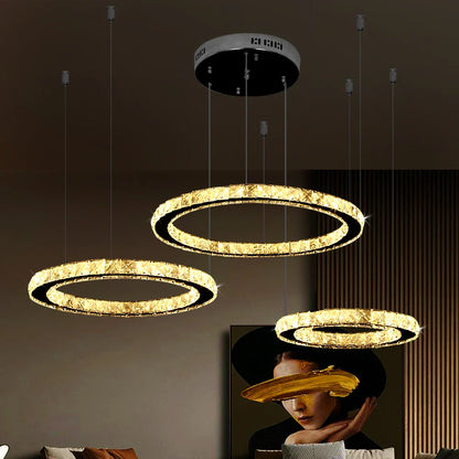 DecorBites™ Crystal LED Ring Chandelier for Luxe Living Spaces