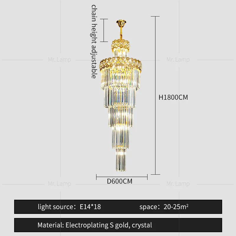 DecorBites™ Light Luxury Crystal Chandelier for Elegant Villa Living Room & Hotel Lobby