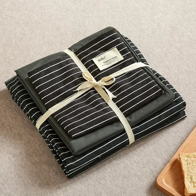 Cotton Grid Print Bed Set