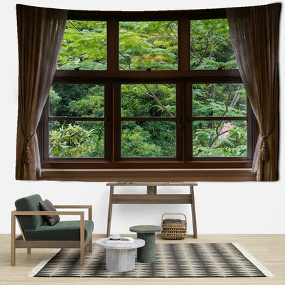 DecorBites™ Jungle Scenery Wall Tapestry: Natural Boho Minimalist Art for Home Decoration