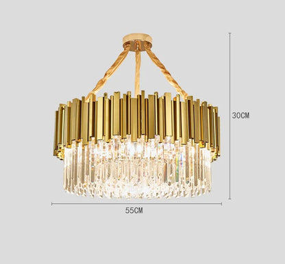 DecorBites™ Crystal LED Pendant Lights: Luxury Gold Plating Metal Hanging Lamp for Living, Dining, Bedroom