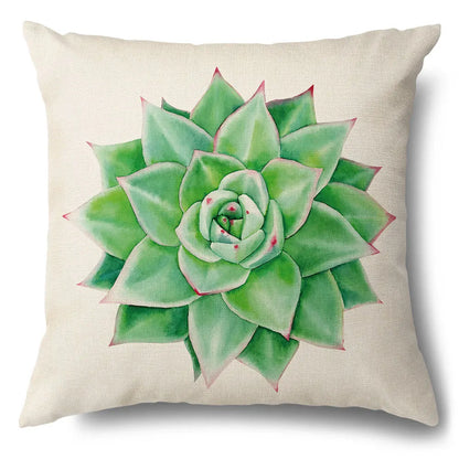 DecorBites™ Green Leaves Decorative Pillow Case - Simple Style Cotton Linen Sofa Cushion Cover