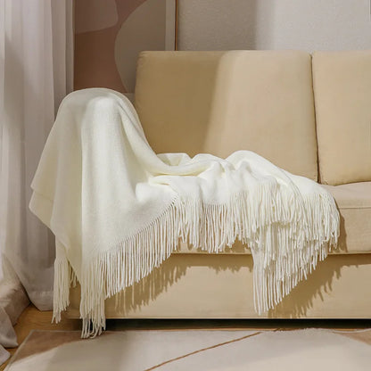 DecorBites™ Knitted Nordic Sofa Blanket - Soft Wool Blend Bed End Towel for Hotel Bedroom Decor