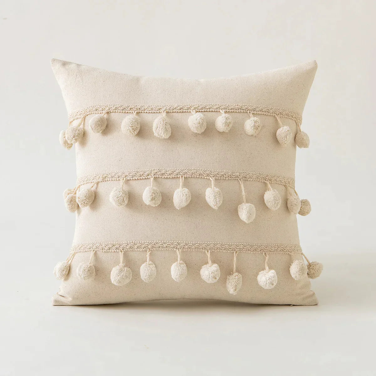 DecorBites™ Ivory Pompom Tassel Pillow Cover 45x45cm/30x50cm Home Decor Sofa Seasonable