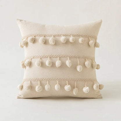 DecorBites™ Ivory Pompom Tassel Pillow Cover 45x45cm/30x50cm Home Decor Sofa Seasonable