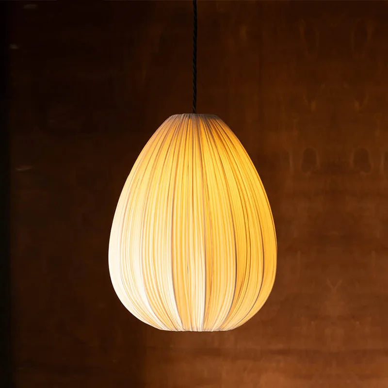 Pleated Fabric Pendant Light Wabi Sabi 3-Head