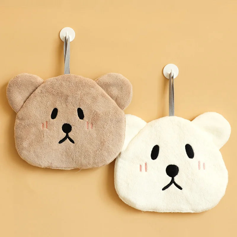 Coral Velvet Hand Towel Bear Design Kids