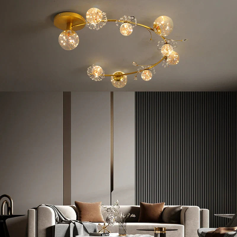 Gold Crystal Glass Ball Chandelier