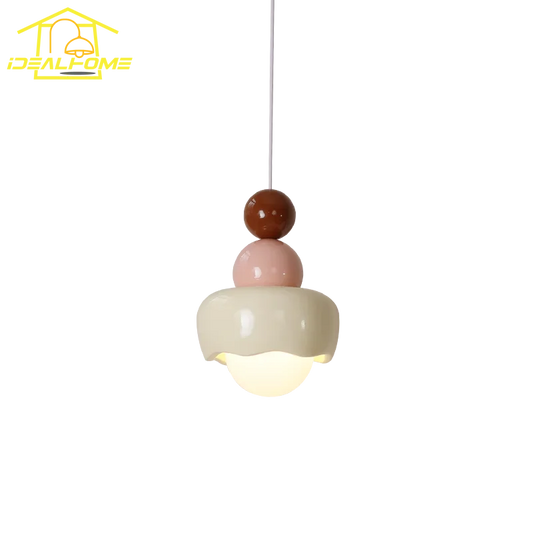 DecorBites™ Cream Wind Resin/Glass Pendant Lights: Modern LED E27 Hanging Lamp for Bedroom, Bar, Kids Room