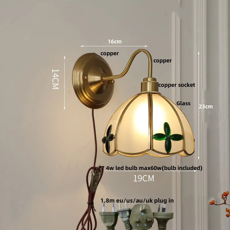 DecorBites™ Glass Brass Wall Sconce LED Light Fixture for Dining Living Room