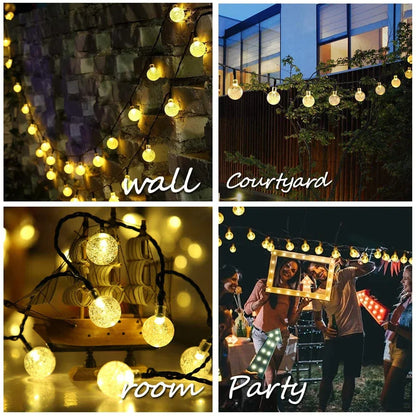 DecorBites™ Crystal Ball Solar Fairy Lights for Outdoor Garden Christmas Wedding Decor