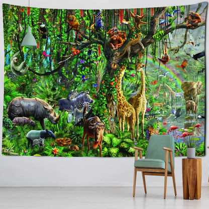 DecorBites™ Jungle Animal Tapestry Wall Hanging: Bohemian Style Home Decor & Children's Room Art