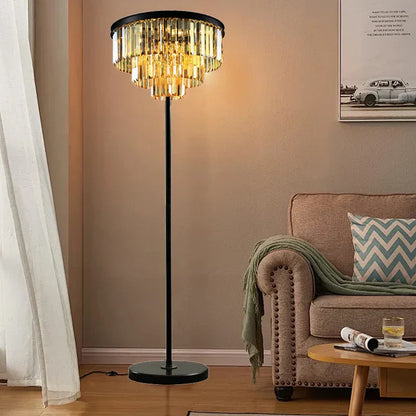 DecorBites™ Gray Crystal Black Standing Light - Modern Luxury Classic Living Room Decor