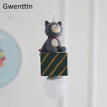 DecorBites™ Kids Animal Pendant Lamp: Rabbit Lion Cat LED Ceiling Light Fixture