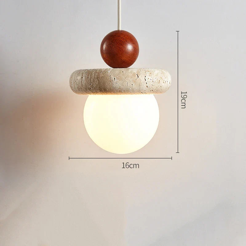 DecorBites™ Cream Stone Wood LED Chandelier for Bedroom & Children's Room