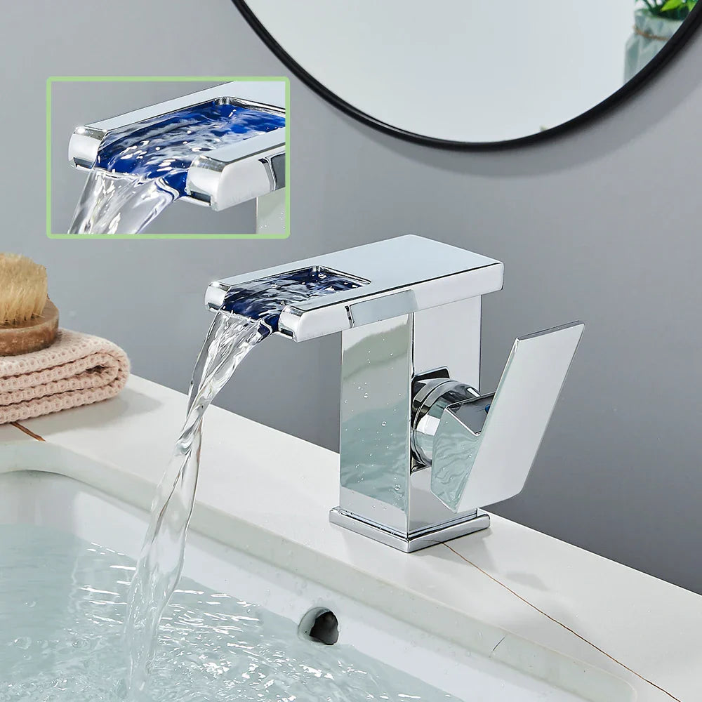 Black Waterfall Basin Faucet With Hydroelectric Mixer
