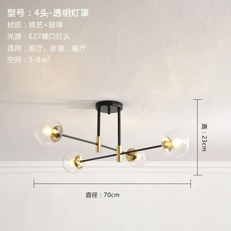 DecorBites™ Glass Ball LED Chandelier for Modern Living Room and Kitchen Lighting