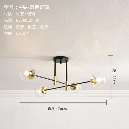 DecorBites™ Glass Ball LED Chandelier Ceiling Light for Living Room and Kitchen