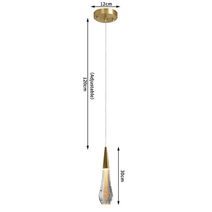 DecorBites™ Crystal Tear Drop Chandelier for Staircase, LED Pendant Light in Gold - Indoor Decor