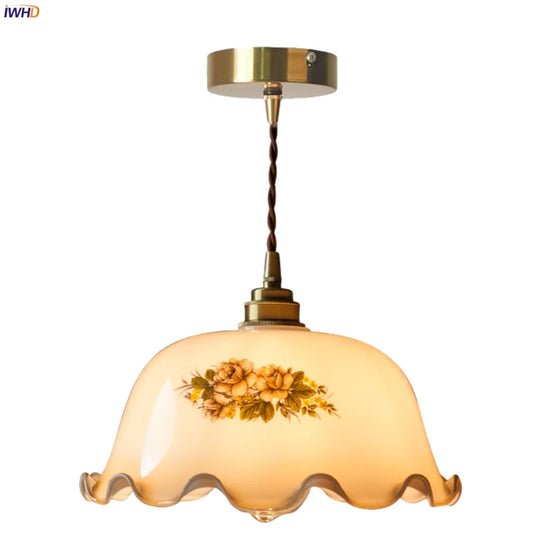 DecorBites™ Cream Vintage Brass Glass LED Pendant Light for Restaurant Bar Cafe Loft