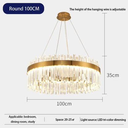 DecorBites™ Crystal LED Chandelier: Elegant Gold Lighting for Dining Room