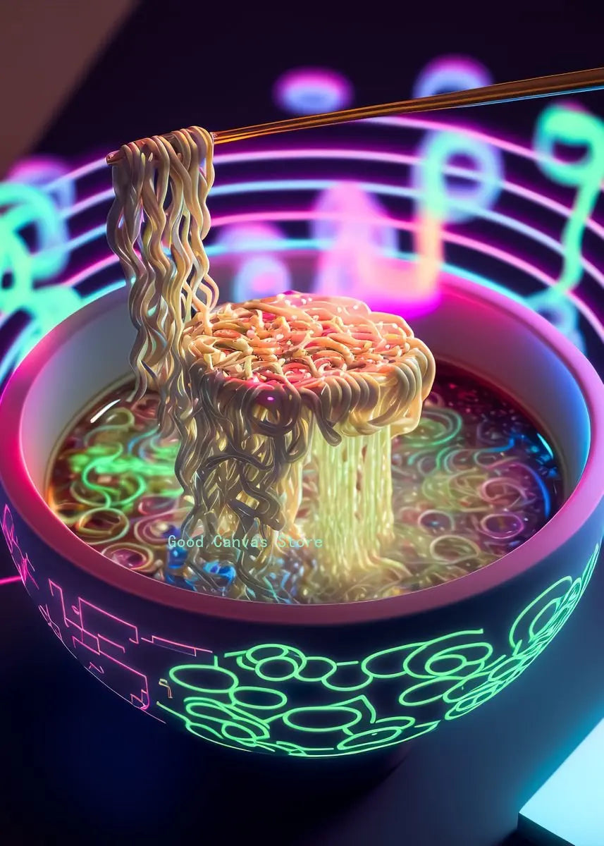 Neon Food Canvas Art