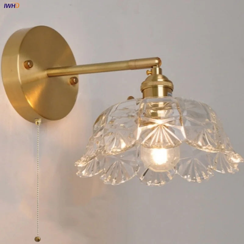 DecorBites™ Clear Glass LED Wall Light with Pull Chain Switch